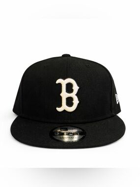 New Era 9FIFTY Boston Red Sox Black Snapback Hat Flat Brim